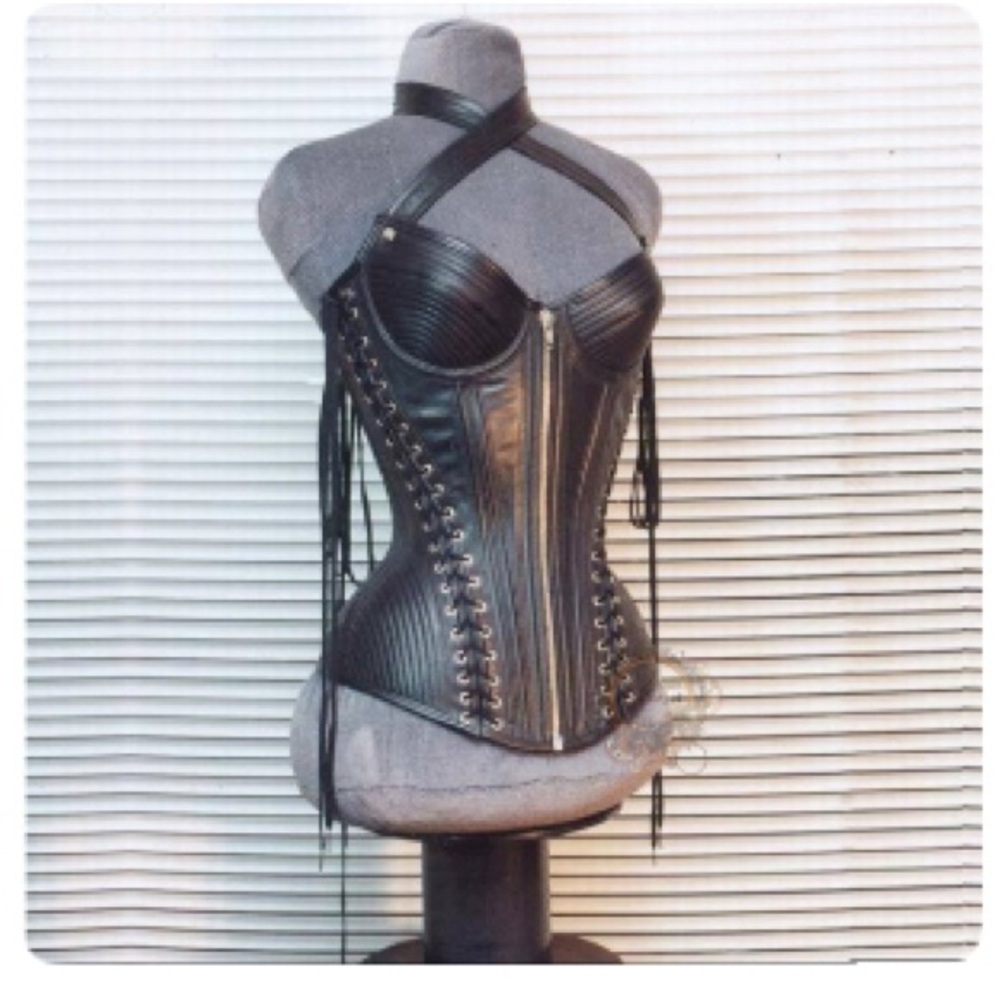 Black Leather Lace Up Corset Top NWOT